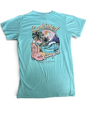 Simply Southern Aqua 'Sunkissed Cowgirl' Graphic Tee Size Medium